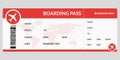 Plane ticket. Airline boarding pass template. Airport and plane pass document. Vector illustration Royalty Free Stock Photo